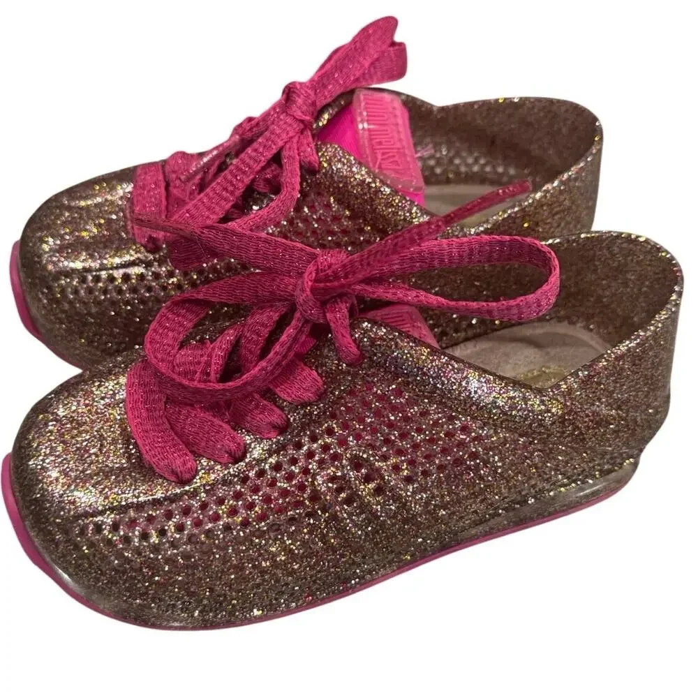 Mini Melissa Love Sneakers Toddler Girls Sz. 7C (Fit like 6C) Glitter Pink VGUC